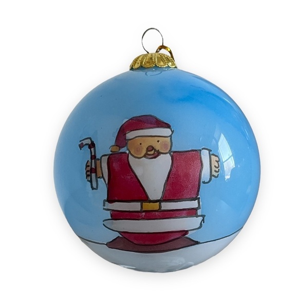 Santa Claus Reverse Hand Painted Glass Ornament Vintage Bulb by Greenbrier Int'l - Picture 2 of 10